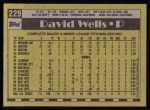 1990 Topps #229  David Wells  Back Thumbnail