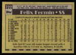 1990 Topps #722  Felix Fermin  Back Thumbnail