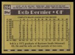 1990 Topps #204  Bob Dernier  Back Thumbnail
