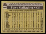 1990 Topps #612  Dave Gallagher  Back Thumbnail