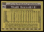 1990 Topps #611  Walt Terrell  Back Thumbnail