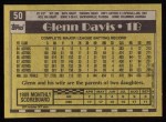1990 Topps #50  Glenn Davis  Back Thumbnail