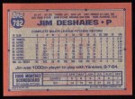 1991 Topps #782  Jim Deshaies  Back Thumbnail