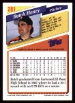 1993 Topps #281  Butch Henry  Back Thumbnail