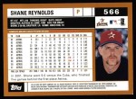 2002 Topps #566  Shane Reynolds  Back Thumbnail