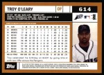 2002 Topps #614  Troy O'Leary  Back Thumbnail