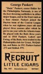 1912 T207 Reprint  George Paskert  Back Thumbnail