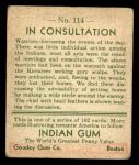1933 Goudey Indian Gum #114  In Consultation   Back Thumbnail