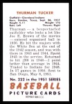 1951 Bowman REPRINT #222  Thurman Tucker  Back Thumbnail