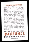 1951 Bowman REPRINT #248  Johnny Klippstein  Back Thumbnail