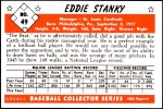 1953 Bowman REPRINT #49  Eddie Stanky  Back Thumbnail