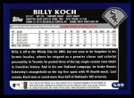 2003 Topps #549  Billy Koch  Back Thumbnail