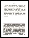 1915 Cracker Jack Reprint #149  Hal Janvrin  Back Thumbnail