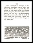 1915 Cracker Jack Reprint #106  Joe Birmingham  Back Thumbnail