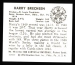 1950 Bowman REPRINT #90  Harry Brecheen  Back Thumbnail