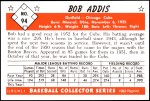 1953 Bowman REPRINT #94  Bob Addis  Back Thumbnail