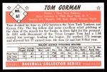 1953 Bowman B&W Reprint #61  Tom Gorman  Back Thumbnail
