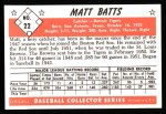 1953 Bowman B&W Reprint #22  Matt Batts  Back Thumbnail