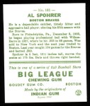 1933 Goudey Reprint #161  Al Spohrer  Back Thumbnail