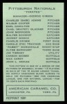 1922 E120 American Caramel Reprint #216  Charles Glazner  Back Thumbnail