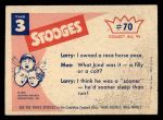 1959 Fleer Three Stooges #70   C'mon you Guys Quit Horsin' Back Thumbnail
