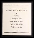 1933 Tattoo Orbit Reprint #21  Burleigh Grimes  Back Thumbnail