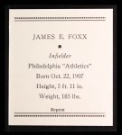 1933 Tattoo Orbit Reprint #20  Jimmie Foxx  Back Thumbnail