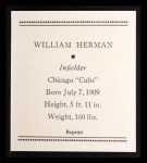 1933 Tattoo Orbit Reprint #33  Billy Herman  Back Thumbnail