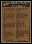 1962 Topps / Bubbles Inc Mars Attacks #55 Checklist Back Thumbnail