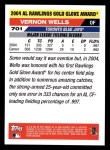 2005 Topps #701   -  Vernon Wells Golden Glove Back Thumbnail