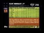 2007 Topps #218  Clay Hensley  Back Thumbnail