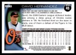 2010 Topps #45  David Hernandez  Back Thumbnail