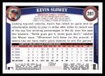 2011 Topps #281  Kevin Slowey  Back Thumbnail