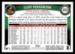 2011 Topps #353  Cliff Pennington  Back Thumbnail