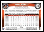 2011 Topps #443  Brian Roberts  Back Thumbnail