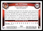 2011 Topps #604  Joe Paterson  Back Thumbnail