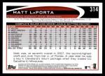 2012 Topps #314  Matt LaPorta  Back Thumbnail