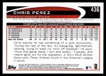 2012 Topps #436  Chris Perez  Back Thumbnail