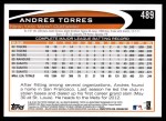 2012 Topps #489  Andres Torres  Back Thumbnail