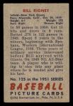 1951 Bowman #125  Bill Rigney  Back Thumbnail
