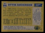 1982 Topps #463  Ottis Anderson  Back Thumbnail