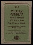 1984 Topps #210   -  William Andrews Instant Reply Back Thumbnail