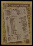 1986 Topps #9   -  Walter Payton / Leslie Frazier / Richard Dent / Gary Fencik Bears Leaders Back Thumbnail