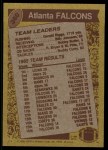 1986 Topps #360   -  Gerald Riggs / Billy Johnson / Bobby Butler / Rick Bryan / Mike Pitts / Buddy Curry Falcons Leaders Back Thumbnail