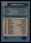 1988 Topps #220   -  Ronnie Harmon / Andre Reed / Mark Kelso / Bruce Smith / Shane Conlan Bills Leaders Back Thumbnail