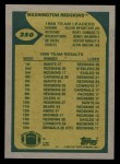 1989 Topps #250   -  Doug Williams / Kelvin Bryant / Ricky Sanders / Barry Wilburn / Dexter Manley / Alvin Walton Washington Redskins Leaders Back Thumbnail