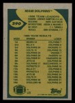 1989 Topps #290   -  Dan Marino / Lorenzo Hampton / Mark Clayton / William Judson / Jarvis Williams / T.J. Turner / John Offerdahl Dolphins Leaders Back Thumbnail