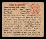 1950 Bowman #11  Phil Rizzuto  Back Thumbnail