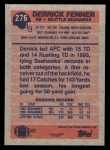 1991 Topps #276  Derrick Fenner  Back Thumbnail