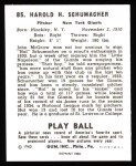 1940 Play Ball Reprint #85  Hal Schumacher  Back Thumbnail